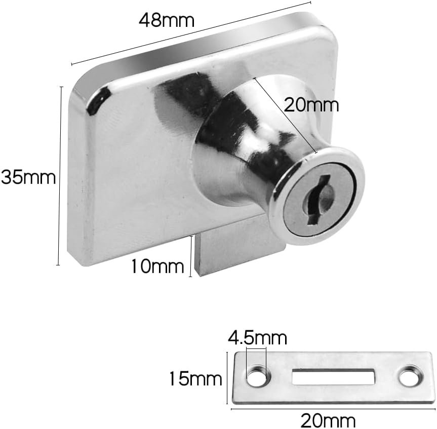 TOVOT Glass Cabinet Locks with Same Keys Double Opening Glass-Door Locks for Display Cabinet Showcase (2, Silver)