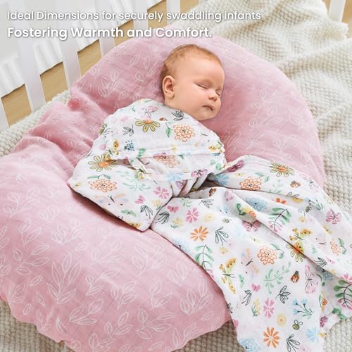 Image of Softan Swaddle Blankets for Baby Girls & Boys Gift, Large 47X47 inches Receiving Blankets for Newborn,4 Pack Flowers and Butterflies