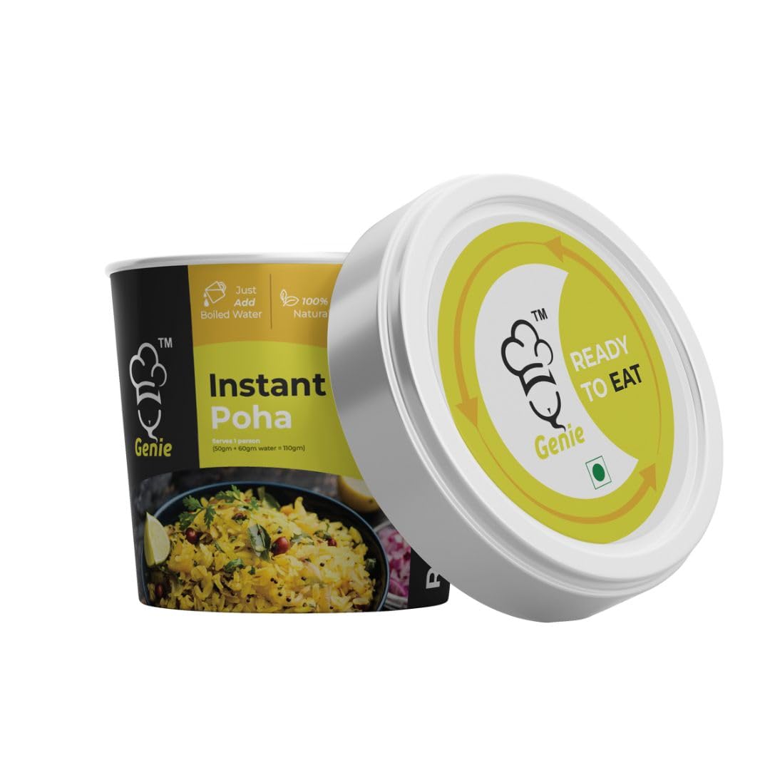 GENIE FOOD Instant Ready to Eat Jain Poha (60g) | Just Add boiled Water | Ready to Eat Jain Food | Healthy Breakfast | High in Fibre White Thick Poha (B0C7GMX4NP) Amazon Price History, Amazon Price Tracker