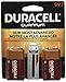 Duracell 665211 9-Volt Alkaline Battery, 2 Pack