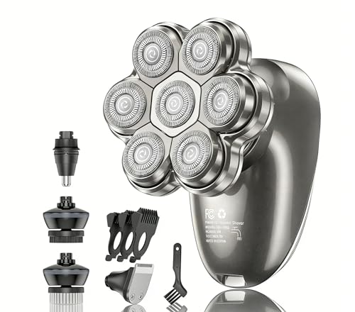 Head Shavers for Bald Men: 5-in-1 Electric Razor with 7D Floating Head & Double Blade - Waterproof Wet Dry Shaver