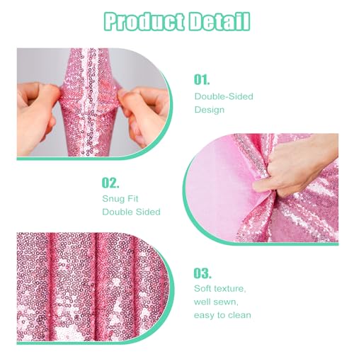 PartyDelight Arch Backdrop Cover 6FT Sparkly Pink Sequin Wedding Backdrop Fitted Arch Stand for Birthday Wedding Party Decoration by PartyDelight - Image 3
