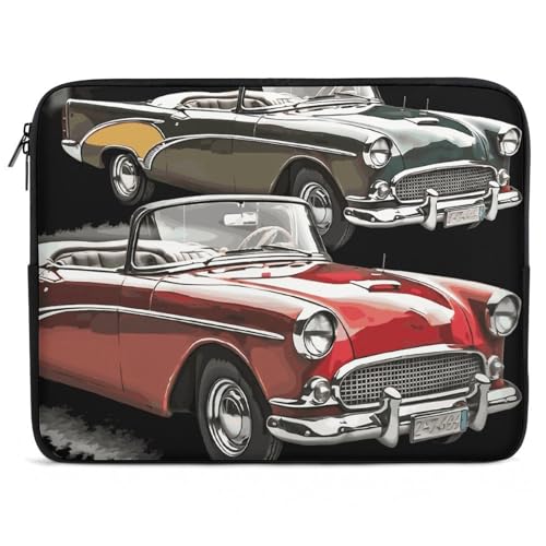 Housse ordinateur portable fine et antichoc Classic Car Roadsters en néoprène élastique