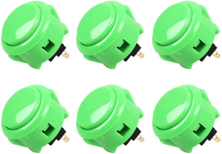 Sanwa 6 pcs OBSF-30 Original Push Button 30mm - for Arcade Jamma Video Game & Arcade Joystick Games Console (Green) S@NWA