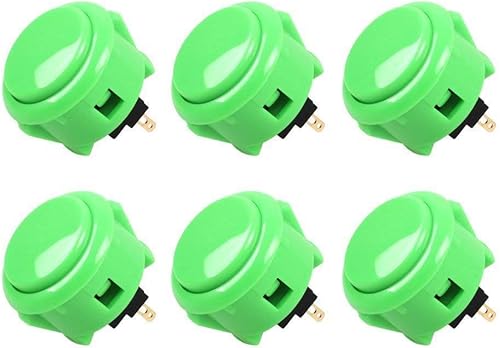 SANWA 6 unids OBSF-30 Original Pulsador 1.181 in - para Arcade Jamma Videojuegos y Arcade Joystick Juegos Consola (Verde) SNWA