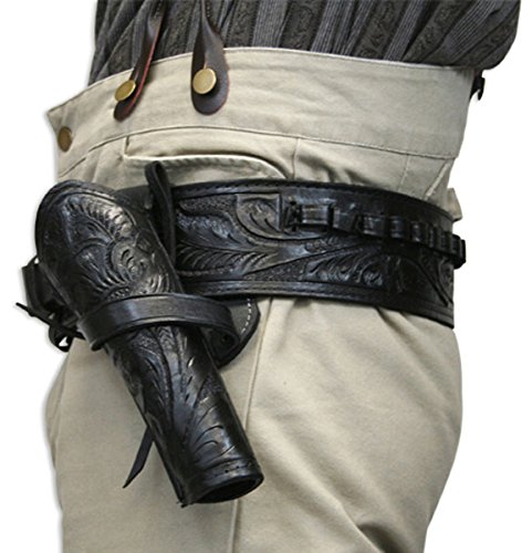 Historical Emporium Standard Right Hand Western Cross Draw Holster Tooled Leather Black