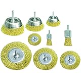Proteco-Werkzeug® Set 9 tlg Drahtbürste Drahtbürsten mit Einspannschaft 6 mm für Bohrmaschine Topfbürste Rundbürste Pinselbürste, vermessingter Stahldraht