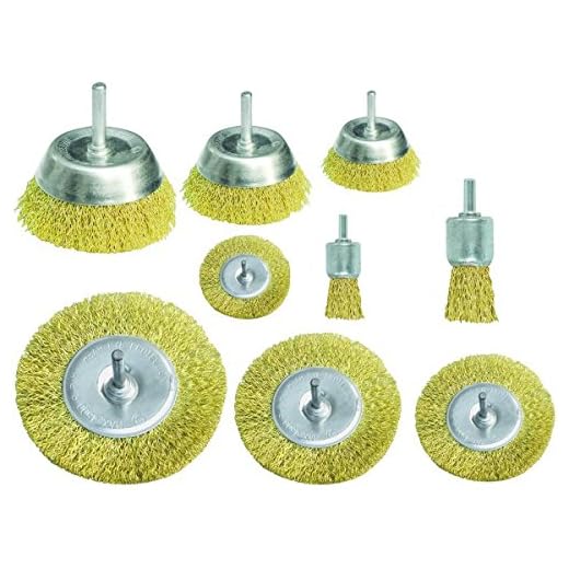 Proteco-Werkzeug® Set 9 tlg Drahtbürste Drahtbürsten mit Einspannschaft 6 mm für Bohrmaschine Topfbürste Rundbürste Pinselbürste, vermessingter Stahldraht