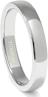 Metal Factory Titanium 4MM High Polish Plain Dome Wedding Band Ring (Sizes 6 to 13.5)
