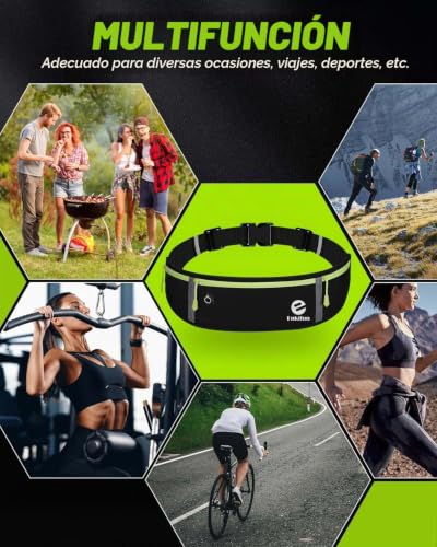 Miniatura 7 de Enkifun Riñoneras Running Riñonera Deporte Con Orificio Auriculares Riñonera Deportiva Para Hombres Mujeres Riñoneras De Running Ajustable Con Tiras Reflectantes Correr Ejercicio Viajar Negro