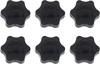 6 Pcs Black Knurled Clamping Knobs Nuts,SAFYY Plastic Star Hand Knobs Screw On Type Threaded Clamping Knob Adjustment Knobs,Clamping Handle Screw Knob with Brass Core(1/4 Thread,1-1/4 Diameter)