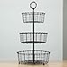 3 Tier Woven Rustin Wrought Iron Wire Basket with Top Handle 15.25'' d x 28'' Tall by Giftburg