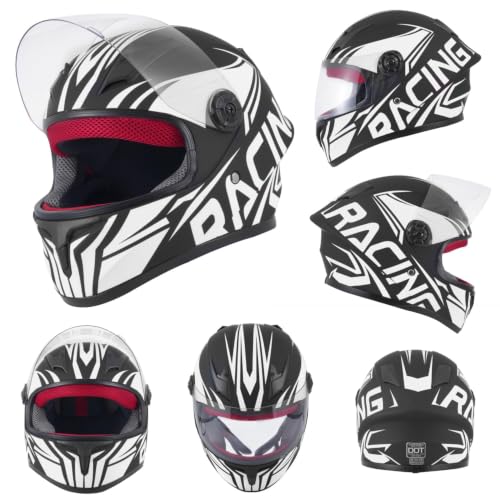 Image of Kids Motorcycle Helmet Full Face DOT Approved | Lightweight Child ATV Electric Dirt Bike Go-Kart Quad 4-Wheeler Mini Motorcycle Street Racing Helmet for Boy Girl Age 5-10