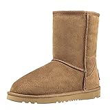  Shenduo Zapatos Invierno clásicos - Botas de Nieve de Piel Oveja con Lana Interno Antideslizantes para Mujer DV5825 Castaña 37