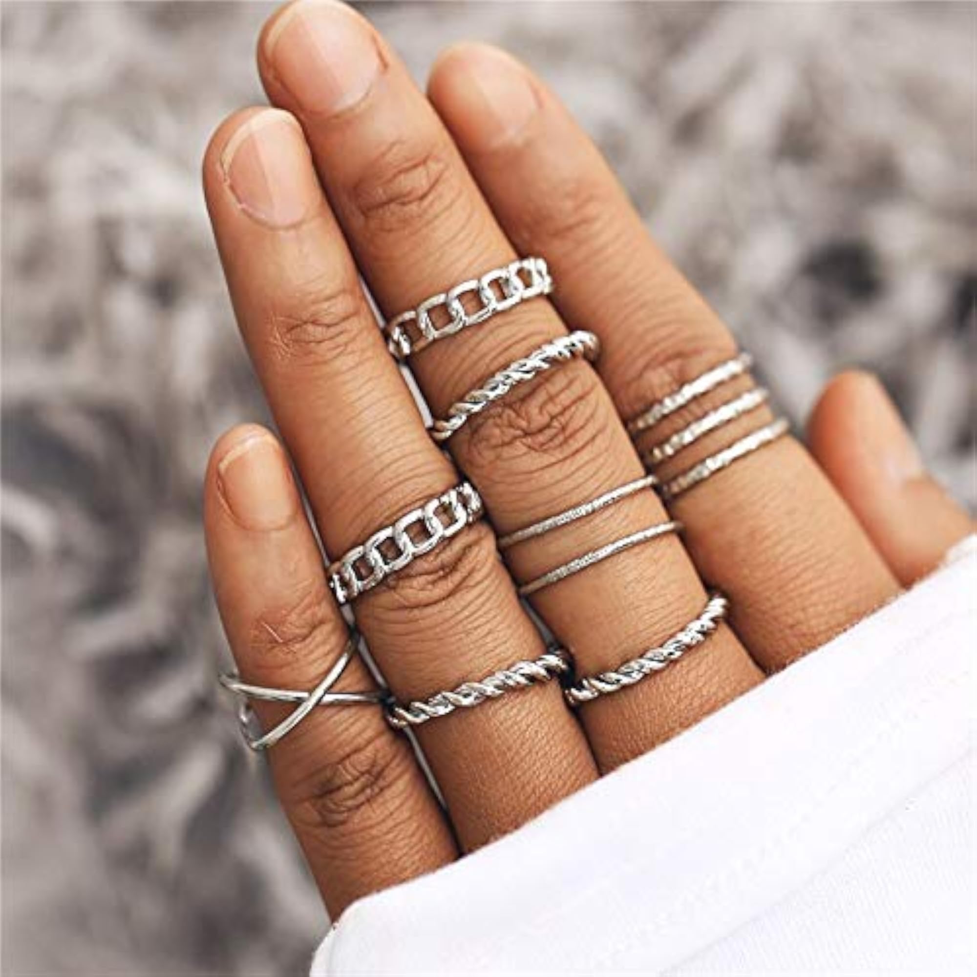 Bohemian Oxidised Rings Combo - Set of 8 Rings