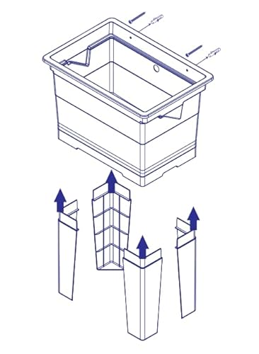 Adventa: Monoblock-Waschbecken aus PP-Harz mit Waschbrett, einfache Montage, beständig gegen Säuren, Waschküche, Garage, Außenbereich, 59 x 40 x 74 cm, Weiß