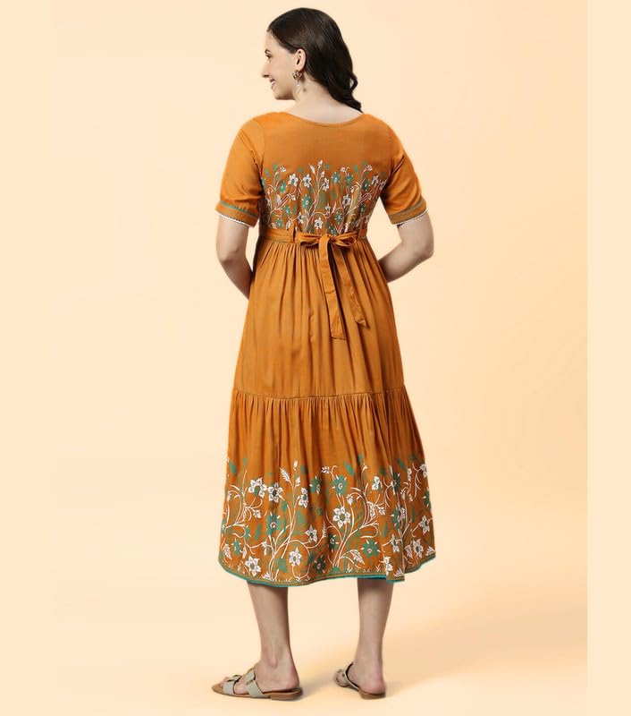 Image of DUMMY SHAPE Maternity Dresses for Women Cotton | Feeding Anarkali Kurta with Concealed Nursing Zippers for Pre & Post Pregnancy | Mom to Be Gifts