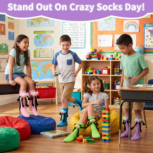 Crazy Socks for Kids - Magnetic Holding Hands 3D Monster Socks Silly Wacky Funny White Elephant Gifts for Kids and Toddler — view 2