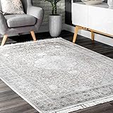 nuLOOM Amerie Vintage Medallion Area Rug, 10' x 14', Silver