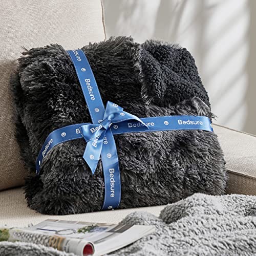 Bedsure Faux Fur Throw Blanket Tie Dye Black – Fuzzy, Fluffy, And Shaggy Faux Fur, Soft And Thick Sherpa, Tie-Dye Decorative Gift, Throw Blankets For Couch, Sofa, Bed, 50X60 Inches, 640 Gsm #TOP5