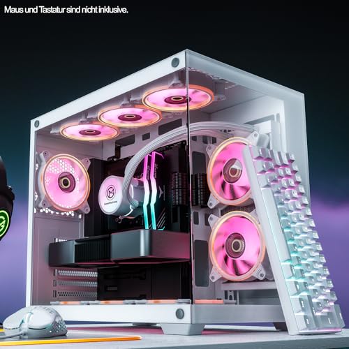 Cube Snow Edition – Gaming PC – Intel Core i7 12700KF – RTX 4060 – raffreddamento ad acqua – 1000 GB M.2 SSD – 32 GB RGB DDR4 – WLAN – Windows 11 Pro - PC Desktop - Immagine 4