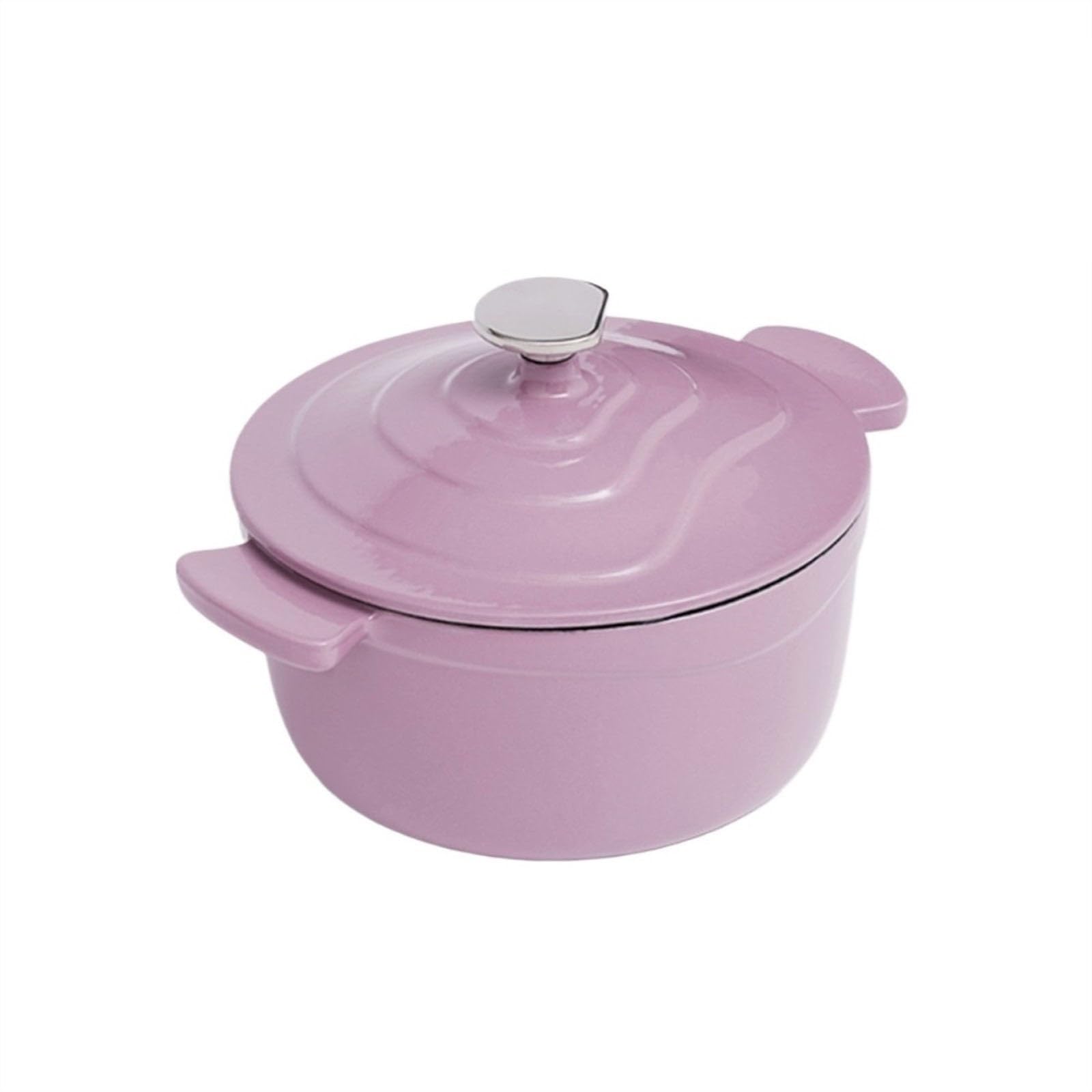 Użytku Domowego Dutch Oven Do Pieczenia Chleba 1,6 L żeliwny Kociołek Holenderski Z Pokrywką Podwójne Uchwyty Holenderski Piekarnik Do żeberka Gotowanie Bez Wody(Purple)