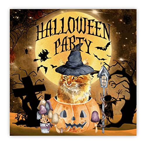 Panneau en bois Halloween haut de gamme motif pleine lune et chat