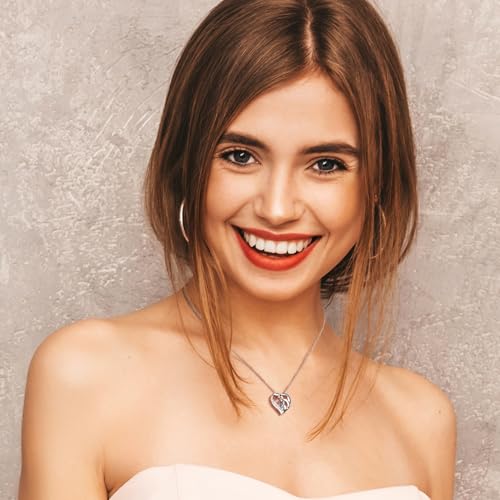 Easycosy Custom Name Necklace with Simulated Birthstones Customized Promise Necklace Heart Pendant with Engraved 2-5 Names - Anniversary Birthday Christmas Jewelry Gifts for Women Wife Mom Grandma2