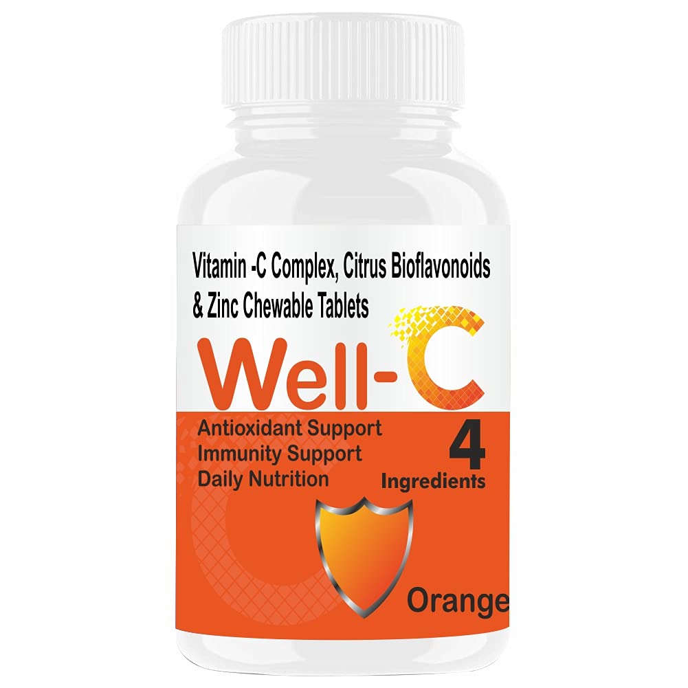 WellC Vitamin C Tablets With Zinc Supplements Energy Stamina And