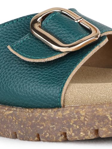 Image of Inc.5 Womens Green Casual Solid Round Toe Flatform Heel Sandals Heeled