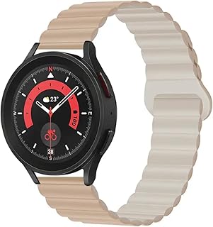 سوار ساعة مغناطيسي من السيليكون متوافق مع ساعة سامسونج جالاكسي 5 برو 45 ملم | 4 كلاسيك (46/ 42 ملم)/ ووتش 4 (44/ 40 ملم)/ امازفيت جي تي اس 3