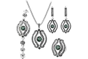 4-Piece Vintage Jewelry Set K121: Timeless Elegance in Green Stone
