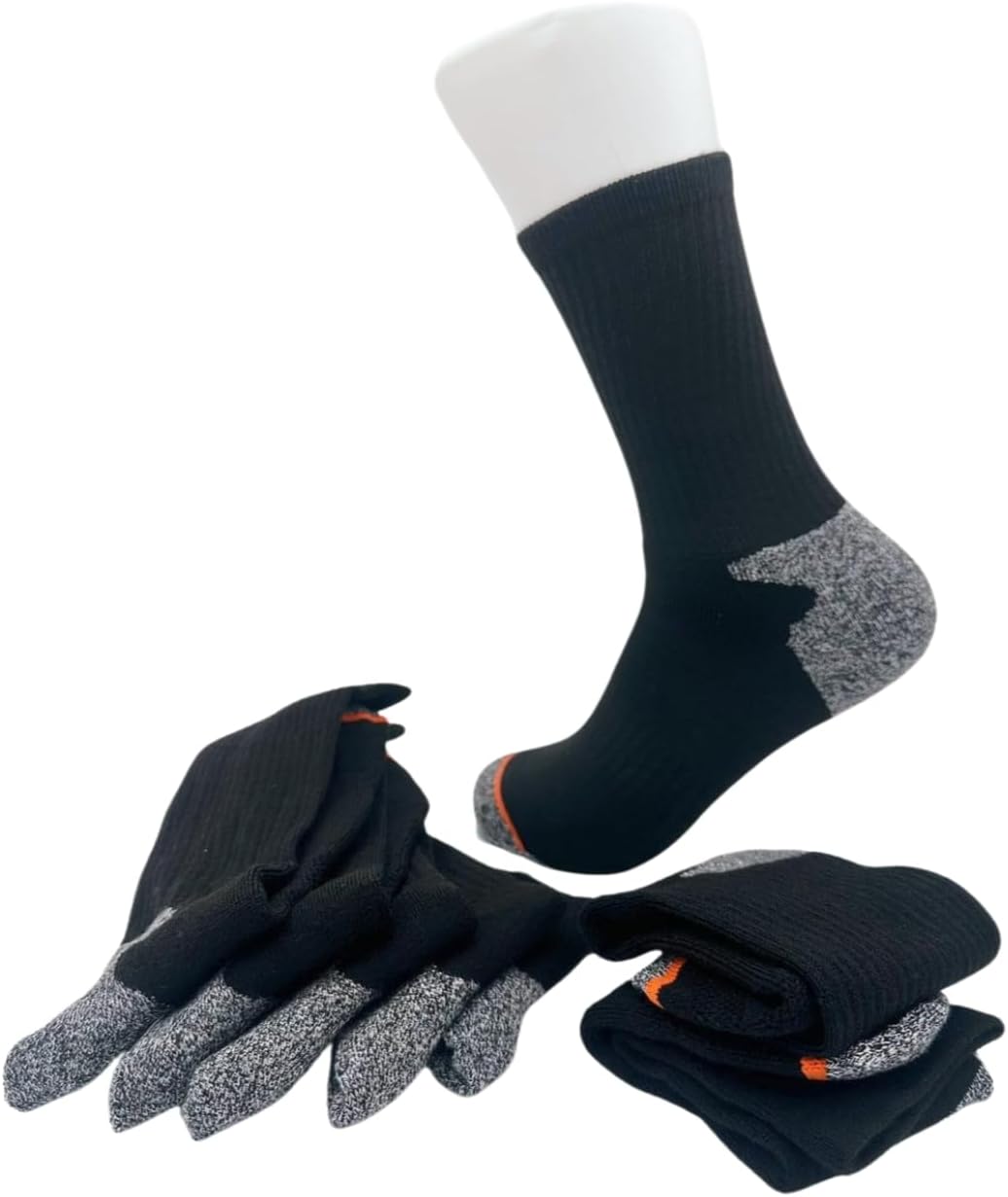 Aeonrow 5-Pairs Men's Warm, wear-resistant and casual Vintage Outdoor Wool Blend Crew Calf Socks, Black, 6-12