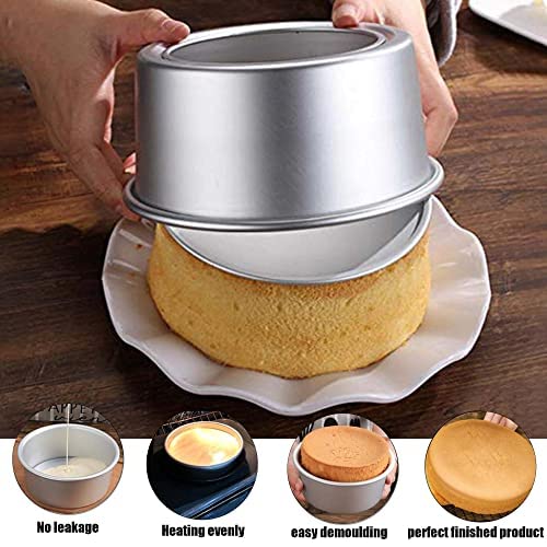 Exgox 2 Pack 10-Inch Non-Stick Deep Aluminum Round Cake Pan With Removable Bottom For Wedding/Birthday/Christmas Cake Baking Round Cake Tin Set With Loose Base #TOP6