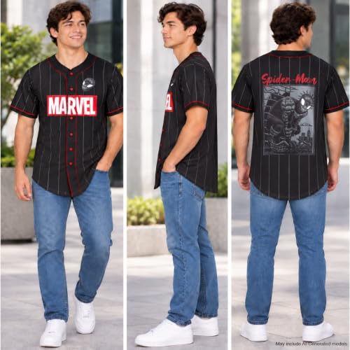 Marvel Mens Spiderman Baseball Jersey Novelty Fashion Spidey Shirt - image 4