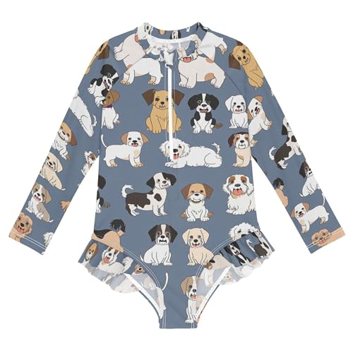 Girls One Piece Swimsuits with UPF 50+ Sun Protection Long Sleeve Swimsuit 3-12 Years