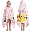 Pokemon Hooded Kids Beach Towel Absorbent Changing Robe Cotton Poncho Bath Towels (Pink, 6-14 Years)