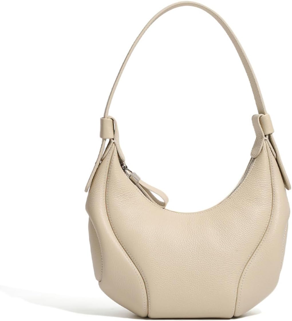 Crescent Shoulder Bag for Women, Leather Hobo Tote Handbag, Retro Classic Purse with Metal Zipper, Work, Travel, College