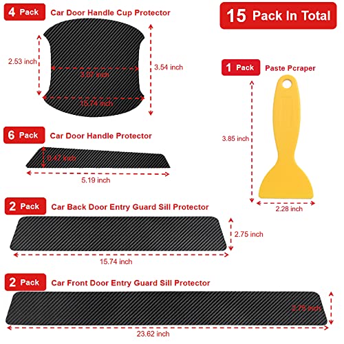 Igoolee 15 Pcs Car Scratch Protectors Universal Carbon Fiber Car Door Handle Cup Protector And Car Door Entry Guard Sill Protector For Avoiding Car Scratches (Black) #TOP1