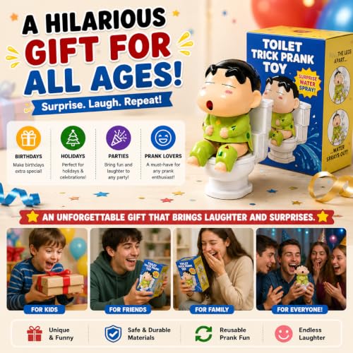 Image of Crayon Shin-Chan Water Spray Prank Toy, Funny Toilet Squirting Figure, Interactive Water Shooter Toy, Cute Anime Desk Decor, Collectible Shin Chan Figure (Shin-chan Water Spray Prank)