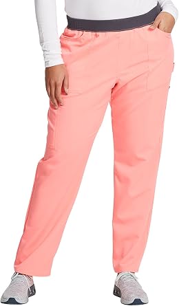 Dickies Women Scrub Pull-on Pant Mid Rise Tapered Leg Bottoms with 6 Pockets & Rib-Knit Waistband DK135