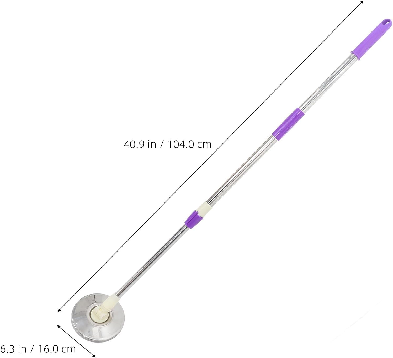 MAGICLULU Stainless Steel Mop Handle Replacement with Rotatable Plastic Disc, Adjustable Mop Pole for Household Floor Cleaning, Sturdy Purple Broom Handle Compatible with Scraper Pole