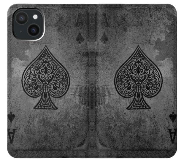 Housse flip iPhone 15 Plus Black Ace Spade pour le bureau