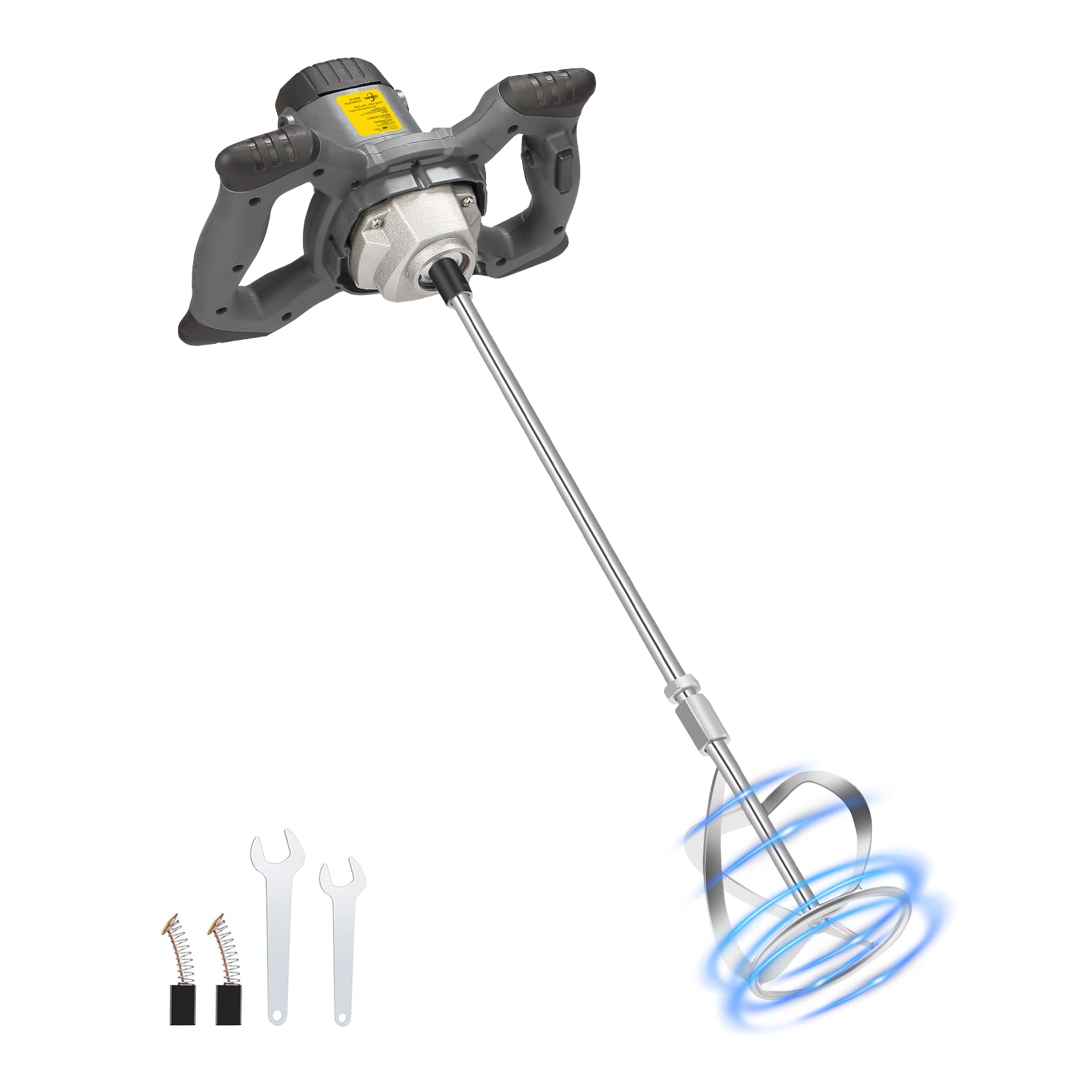 Malaxeur Mortier Colle 1200W, Malaxeur Beton 220V, Professionnel Melangeur Beton Avec 6 Vitesses (500-1050 tr/min), Betonniere Électrique Pour Mélanger Aliments/Plâtre/Peinture/Ciment/Mortier
