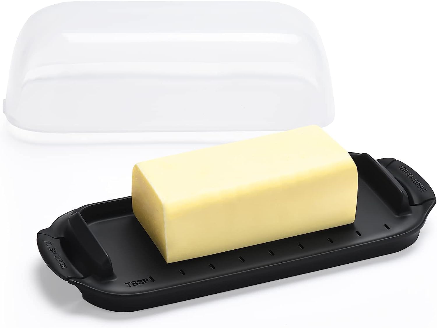 AONCOButter Dish, Decor, Perfect for East/West Coast Butter, BPA-free butter (Black)