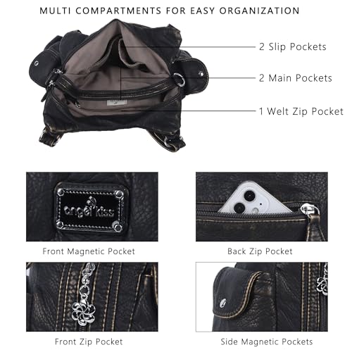 Image of Angel Kiss Purses for Women, Large Shoulder Bag Hobo Tote Purse Mutipocket Faux Leather Satchel Hobo Purse