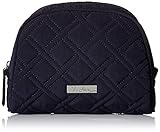 Vera Bradley Women's Microfiber Medium Zip Cosmetic Makeup Organizer Bag, Classic Navy, One Size