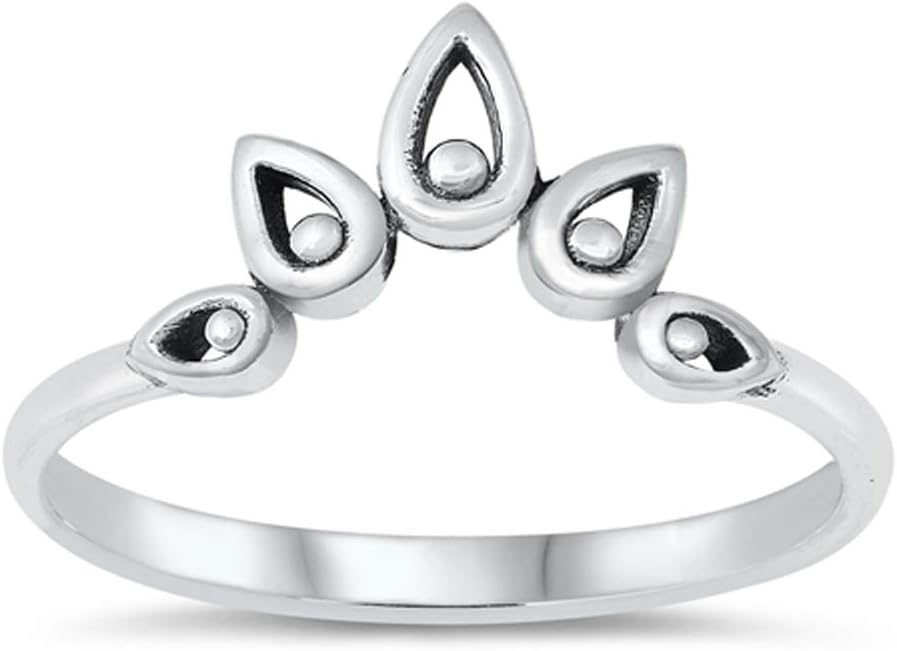Bali Bead Tiara Arch Ring New .925 Sterling Silver Band Sizes 4-10