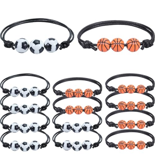 COYUN 14 Pcs Bracciale Bambino Calcio/Basket, Bracciale Sportivi Amicizia Bambini, Braccialetti Intrecciati Regolabili Per Feste Sportive, Braccialetto Bambini, Regalini Fine Festa Compleanno