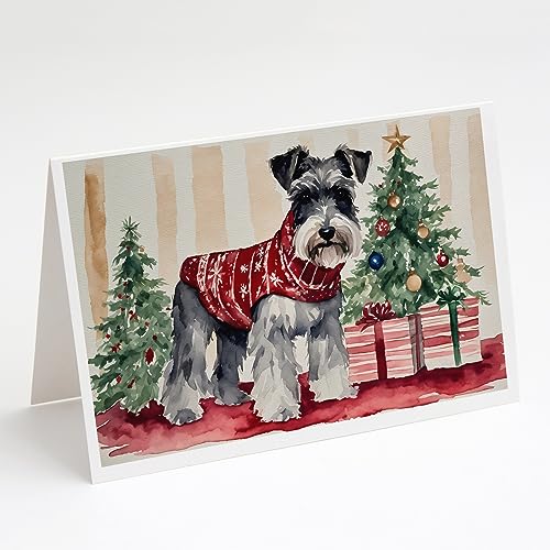 Caroline's Treasures DAC1374GCA7P Schnauzer Christmas Greeting Cards and Envelopes Pack of 8 Blank Cards with Envelopes Whimsical A7 Size 5x7 Blank Greeting Cards
